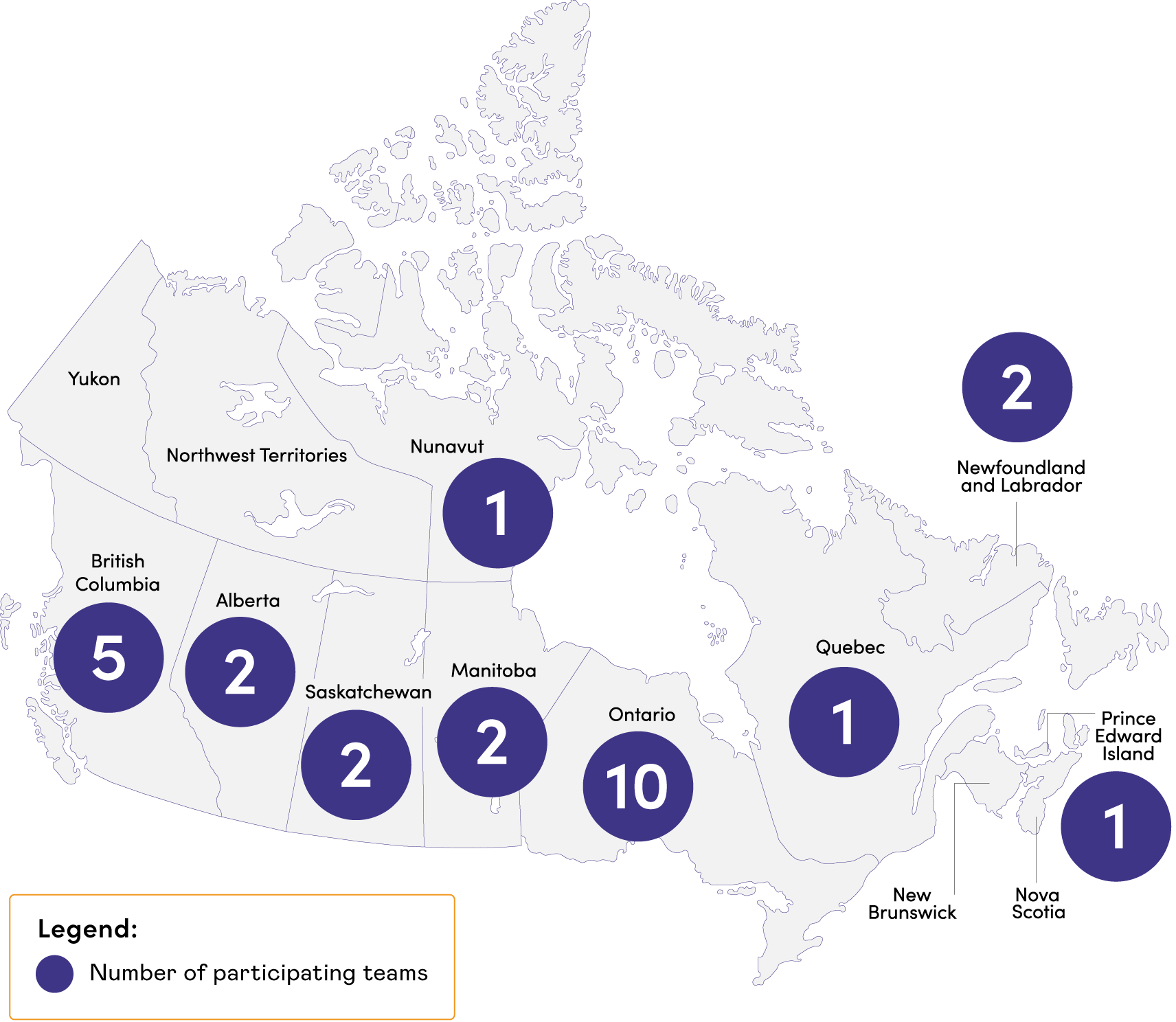 Map of Canada representing the communities invited to participate in Healthcare Excellence Canada’s Enabling Aging in Place collaborative