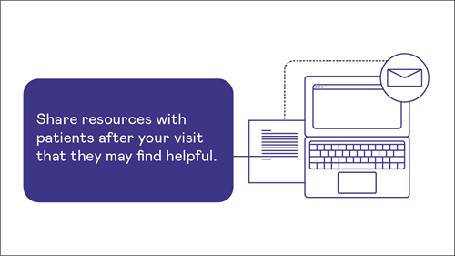 Share resources with patients after you visit that they may find helpful.