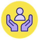 Illustration of two hands facing each other enveloping a person.