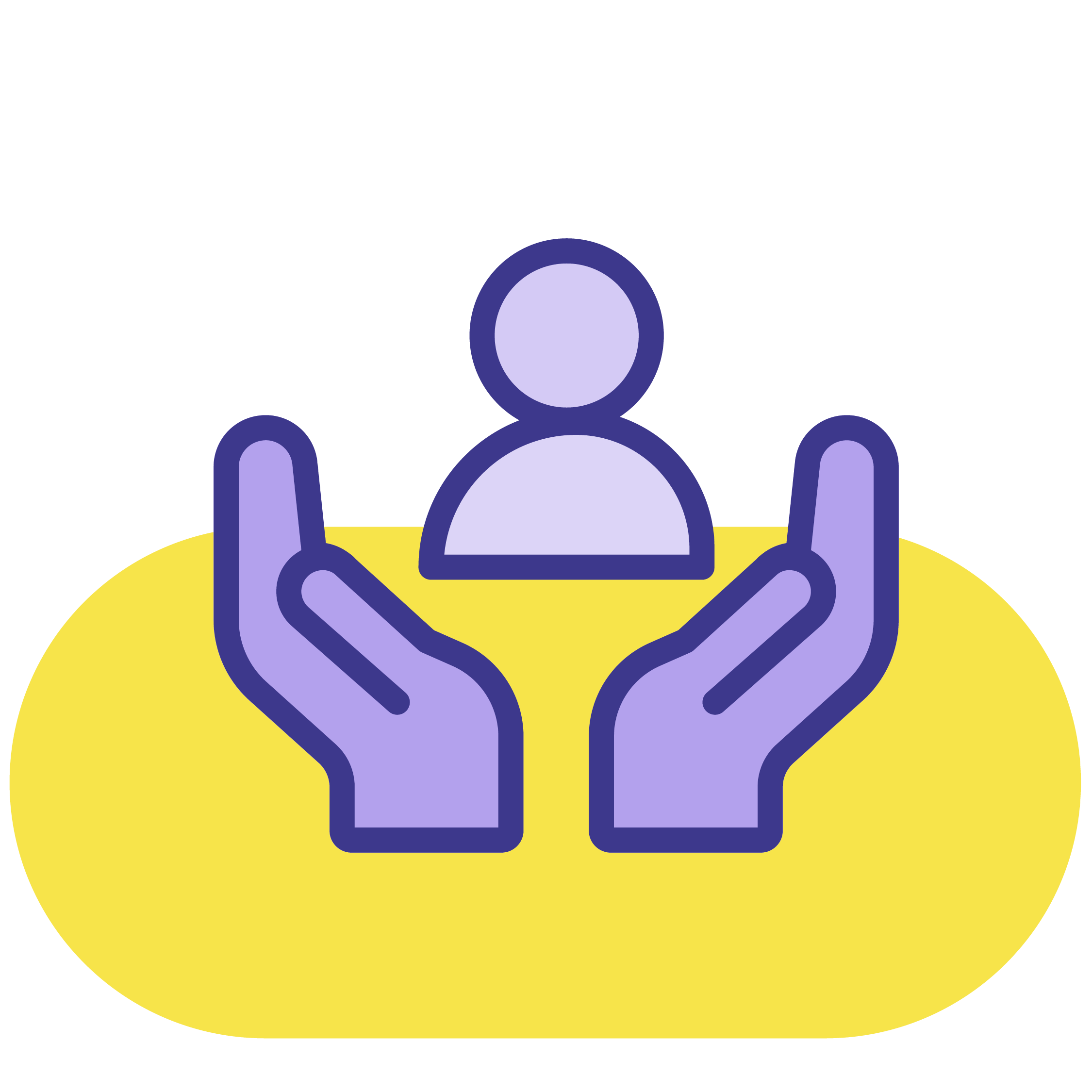 Illustration of two hands facing each other enveloping a person.